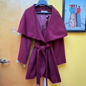 Burgundy wool blend coat size XL